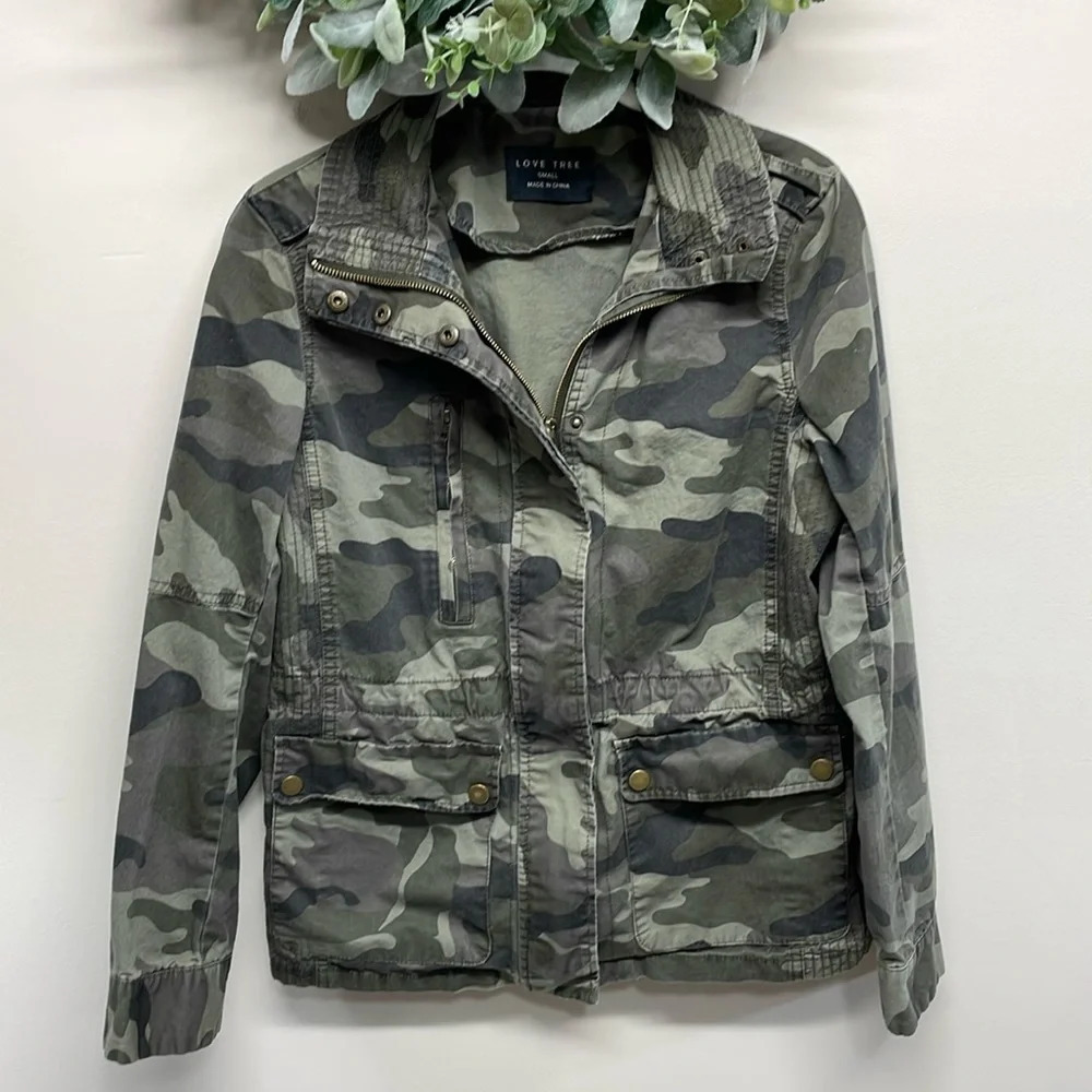 Love Tree Camo Camouflage Utility Jacket S
